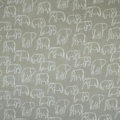 Baumwollstoff Double Gauze Musselin Elefanten kiesel (Preis= 0,5 Meter) - Bild 1 von 4