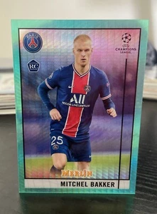 2020-21 TOPPS CHROME MERLIN AQUA PRISM REFRACTOR #29 MITCHELL BAKKER RC PSG - Picture 1 of 2