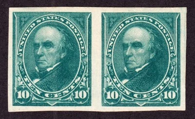 US 258P5 10c Webster Proof Pair on Stamp Paper XF OG NH SCV $500 (H) - Image 1 of 2