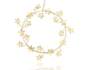 Metall Blütenkranz Gold Fensterdeko hängend Dekokranz Frühlingsdeko D=21 cm - Bild 1 von 3