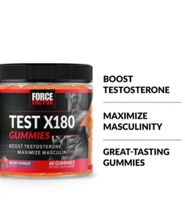 Force Factor Test X180 Gummies 60 Total Berry Punch New, Sealed, Best By In Pic - Picture 1 of 10