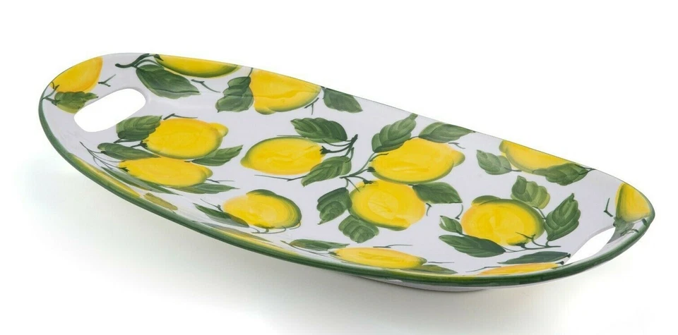 Bassano große Zitronen Servierplatte Schale bemalt italienische Keramik 51x27  - Bild 1 von 1