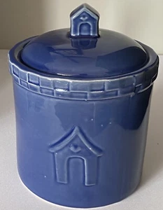 Blue Ceramic Canister with Lid - Cookie Jar 7” Tall x 5-1/2 Wide in EUC - Picture 1 of 9