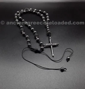 Rosario Cruz Uñas Galvanizadas Anglicanas, Cruz de Uñas, Piedras de Lava Galvanizadas - Imagen 1 de 5