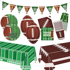 Football Party Supplies Kit Serve 24,Includes Dinner Plates, Dessert Plates, Nap - Picture 1 of 12