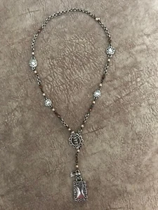 Vintage Brighton Toggle Necklace Scroll Frame Pendant Silver - Picture 1 of 5