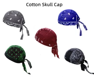 1-5PC Cotton Skull Cap Du Do Unisex Wave Cap Hat Doo Rag Motorcycle Biker Wrap - Picture 1 of 12
