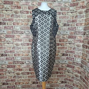 Roman Dress Satin Silver Black UK 18 Knee Length Straight - Picture 1 of 11