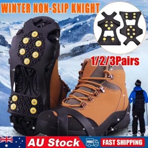 10-Stud Ice Cleats Crampons Snow Shoe Spikes- Grips Anti-Slip for Shoes Boots - Picture 1 of 14