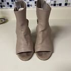 Vince Addie Taupe Wooden Heel Leather Sandals Sz 6 M Cut Out Sides Ankle