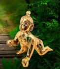 2"Brass Laddu Gopal Bal Gopal Lord Krishna Statue Hindu God Puja Idol Iskon