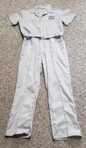 WALLS JUMPSUIT GRAY COVERALLS 42 TALL ZIP FRONT SHORT SLEEVES BELTED WAIST USA - Picture 1 of 6