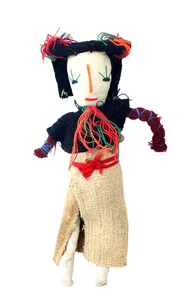 Handgefertigte Chiapas Mexiko Stoff Stoff Stoffpuppe - 11 Zoll - Wollstoff Filz Garn - Vintage - Bild 1 von 7