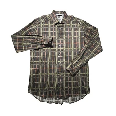 Etro LS Button Up Shirt Men Size 40/Medium Geometric Italy Lightweight Brown - Image 1 of 4