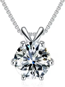 Cadena con colgante collar mujer plata 925 moissanita 1k - Imagen 1 de 5