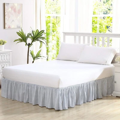 Falda de Cama de Algodón con Volantes Ligera Decoración del Hogar con Estilo Clásico Azul Queen Foto 1 de 2