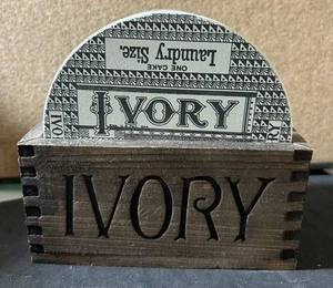 Vintage/Antique Ivory Soap Coasters Including Crate And 4 Coasters EUC - Picture 1 of 14