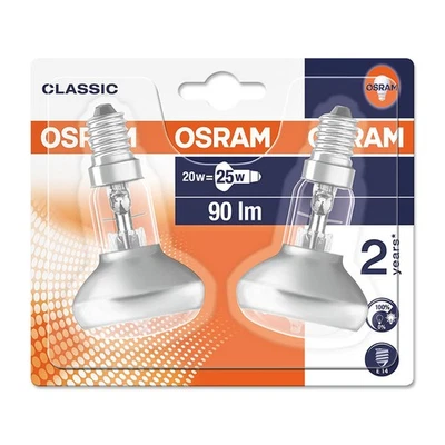 2 x Osram Eco Halógeno R50 20W = 25W E14 Concentra Reflector 30° regulable blanco cálido
