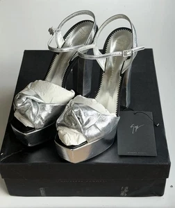Sandalias de plataforma de cuero plateado GIUSEPPE ZANOTTI IT 38 muy buenas - Imagen 1 de 10