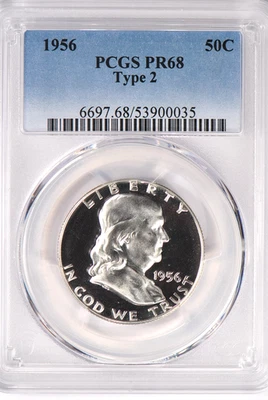 1956 Franklin Half Dollar Proof PCGS PR68 PF 68 Gem Coin 50C - Image 1 of 2
