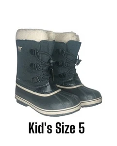 New Brand New Sorel Youth Yoot Pac Nylon Boots - Kid's Size 5 Waterproof Black - Picture 1 of 10
