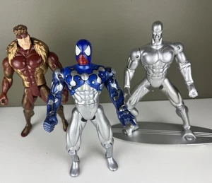Set of 3 Vintage 10" Super Hero Figures Sabretooth Spiderman Silver Surfer - Picture 1 of 21