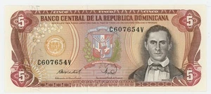Dominican Republic 5 Pesos 1988 Pick 118.c UNC Uncirculated Banknote - Picture 1 of 2