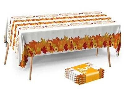  Pacote de toalha de mesa de Ação de Graças 4" X 108" mesa de outono de plástico 5 laranja de Ação de Graças - Imagem 1 de 4