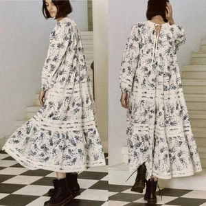 NWOT Der Große | Das Hideaway Floral gestuftes Midikleid aus 100 % Baumwolle Größe 0 - Bild 1 von 14