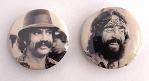 Cheech & Chong Pinback Botón Comedia Hierba Humo Clásico Lote de 2 - Imagen 1 de 2