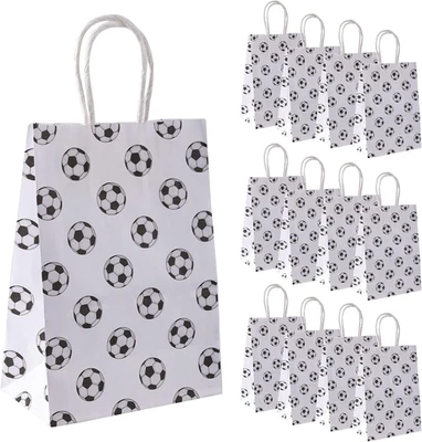 Bolsas de papel con asas 16 piezas para fiestas de fútbol - golosina de fútbol con temática de fútbol Foto 1 de 4