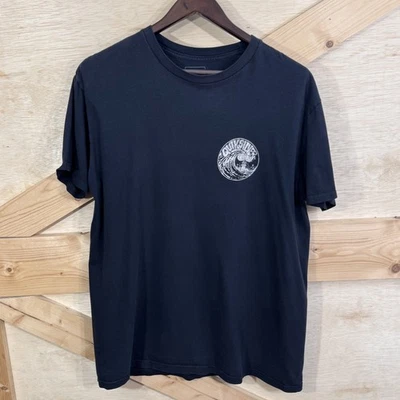 Quiksilver Shirt Mens Large Black Wave Graphic Tee Surf Skater Regular Fit - Image 1 of 4