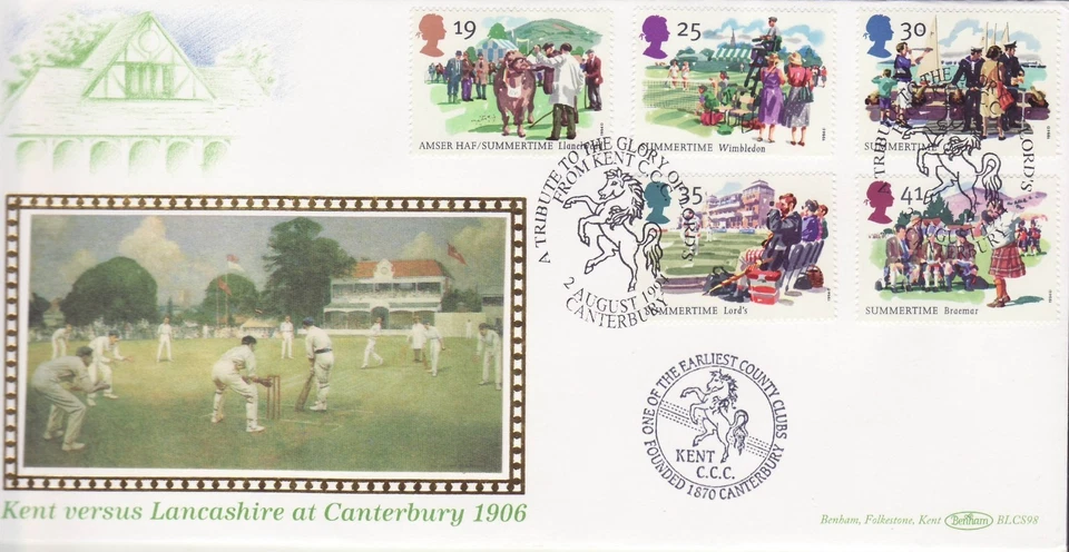 GB Stamps First Day Cover The Four Seasons Summertime, cricket sport BENHAM 1994 - Image 1 of 1