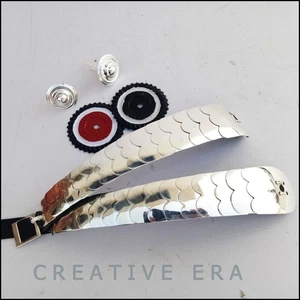 SILVER BRASSLEATHER CHIN SCALE GERMAN PICKELHAUBE PRUSSIAN HELMET SPARE STRIP - Picture 1 of 5