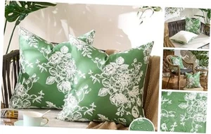 Outdoor Pillow Covers Forest Green Flower Decorative Pillows 18x18 Inch - Picture 1 of 7