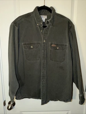 Винтажная мужская рубашка с длинным рукавом Carhartt серая на пуговицах рабочая одежда размер L - Изображение 1 из 4