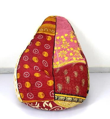 Reposapiés hecho a mano de algodón vintage Kantha Hippie bohemio niños bolsa de frijoles Foto 1 de 4