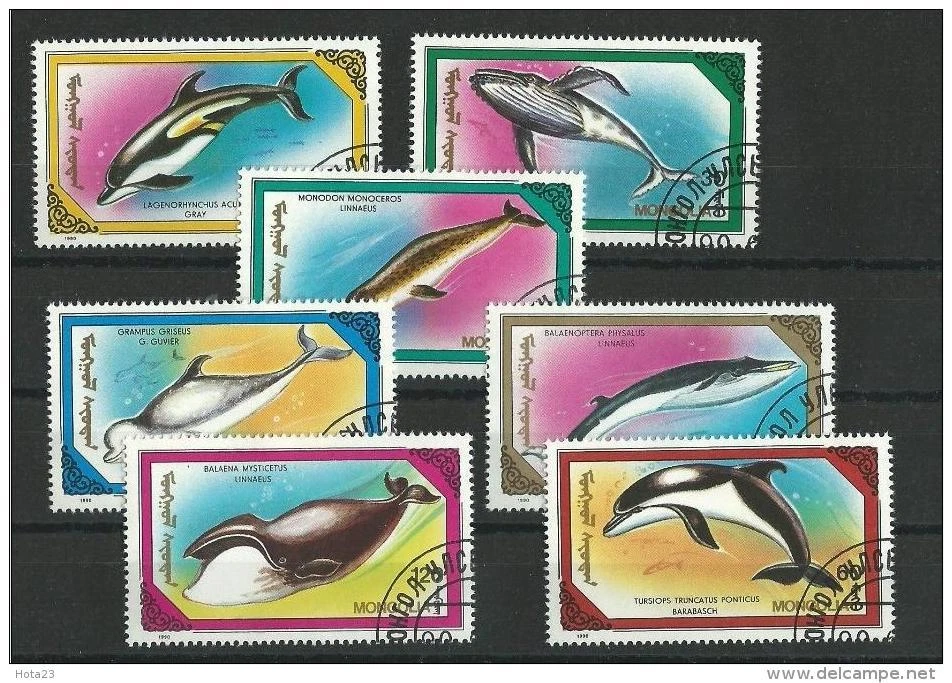 Animal marino Mongolia 1990 Mi# 2141-2147 FAUNA, ballenas, delfines USADOS 7 ESTAMPILLAS Foto 1 de 1