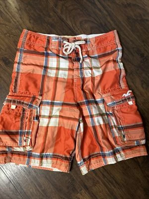 HOLLISTER BAÑADOR BOARD SHORTS HOMBRE TALLA XS CUADROS CARGO NARANJA Foto 1 de 3