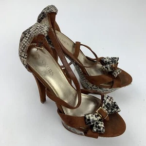 Bakers Platform High Heels Womens Size 7.5 M Snake Skin Pattern Bow - Picture 1 of 10