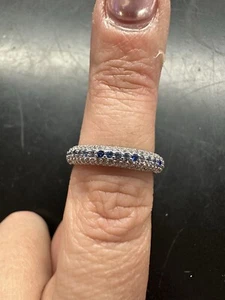 BP "Leave You With a Smile" RBP7028 Sz 8 Array of Aquamarine CZ Rhodium - Picture 1 of 3