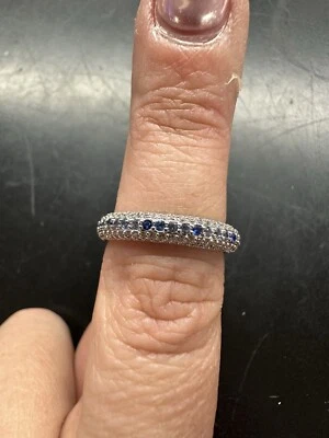 BP "Leave You With a Smile" RBP7028 Sz 8 Array of Aquamarine CZ Rhodium - Image 1 of 3