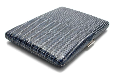 PEARL 9 Kingsize / 100er Zigarettenetui (04480-30) - Rinderleder grau (Eidechse) - Bild 1 von 4