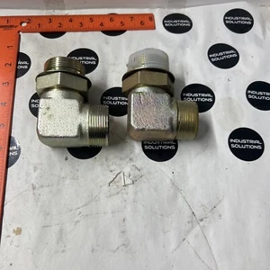 HYDRAULIC 90° ELBOW, 1-5/8"-12 JIC X 1-7/8-12 NPT THREAD SIZE, TU-20 Lot Of-2 - Picture 1 of 2