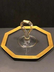 Antike Goldvertiefung Achteck Glas geprägt 10" Servierschale Mittelgriff - Bild 1 von 4