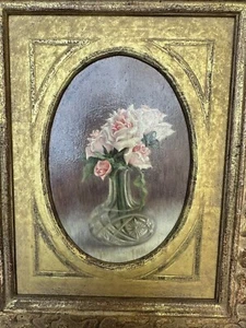 Edith Tuchman (American, 20 C) Oil on Board Painting of Roses In Vase 1964 - Picture 1 of 10