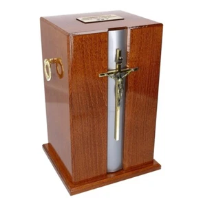 Traditional Wooden Cremation Adult Urn Funeral Casket Personalised Ashes Urn - Imagen 1 de 12