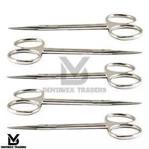 5 Pcs Medical Iris Gum Scissors Straight Dental Surgical Tissue Cutting Bandage - Picture 1 of 5