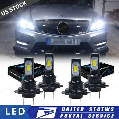 Para Mercedes-Benz C250 C300 C350 - Combo de 4X Bombillas LED de haz alto + bajo Foto 1 de 4