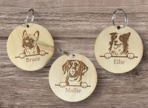 Llavero personalizado grabado con láser para perro CUALQUIER RAZA - Imagen 1 de 32